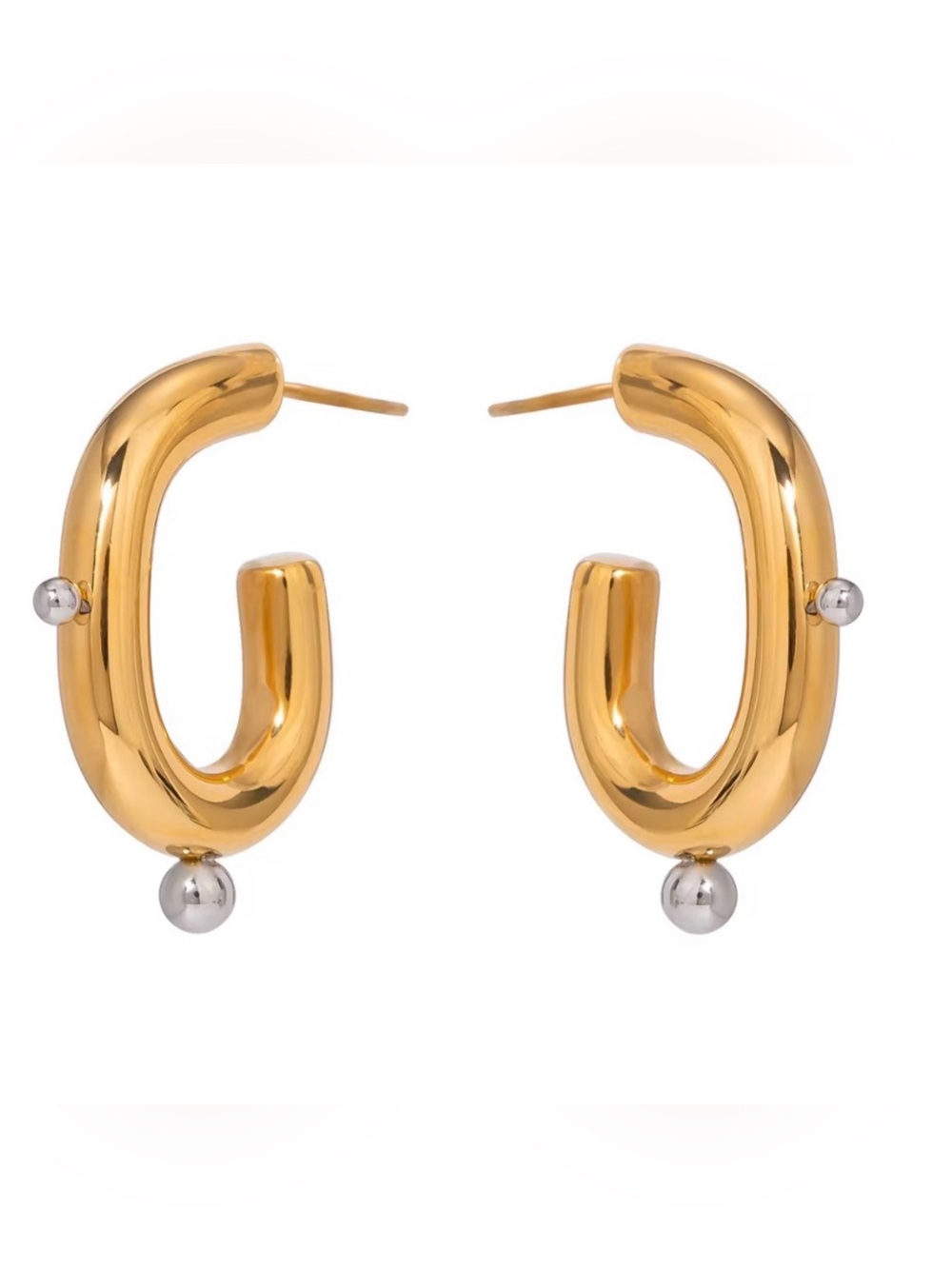 NEW XL Link Hoop Earrings Two Tone Paco Rabanne STYLE JL25